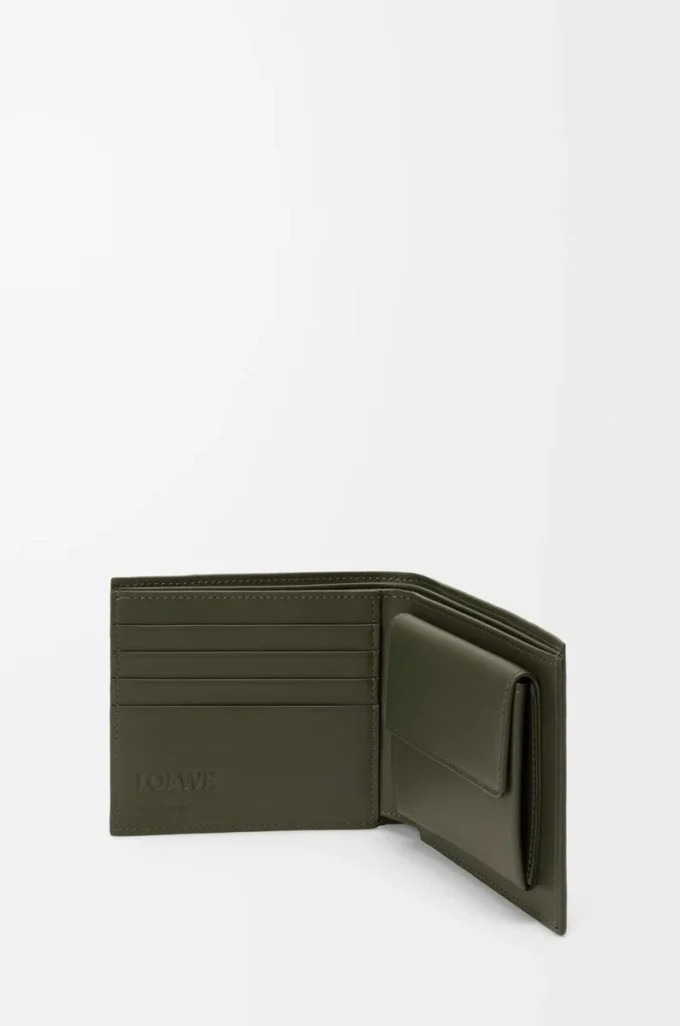 Porte-monnaie à deux volets Puzzle en cuir de veau classique Dark Khaki