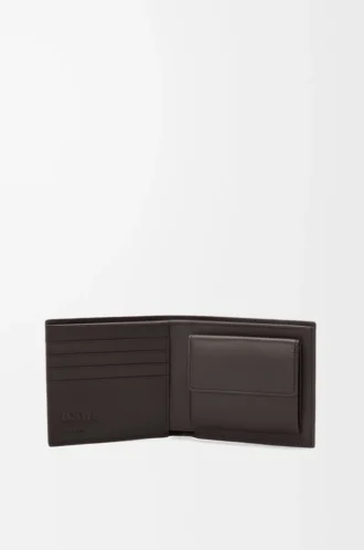 Porte-monnaie à deux volets Puzzle en cuir de veau classique Olive/Marron foncé