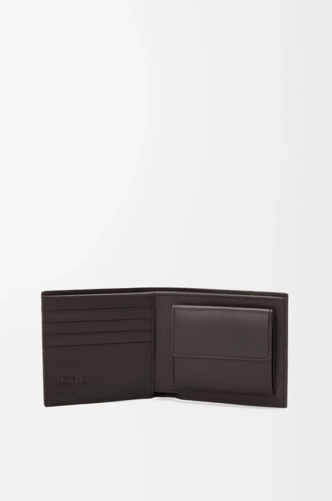 Porte-monnaie à deux volets Puzzle en cuir de veau classique Olive/Marron foncé Porte-monnaie à deux volets Puzzle en cuir de veau classique Olive/Marron foncé