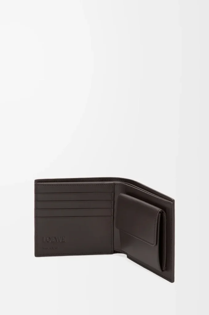 Porte-monnaie à deux volets Puzzle en cuir de veau classique Olive/Marron foncé Porte-monnaie à deux volets Puzzle en cuir de veau classique Olive/Marron foncé
