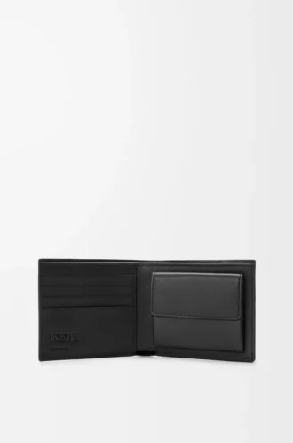 Porte-monnaie à deux volets Puzzle en cuir de veau grainé souple Noir Porte-monnaie à deux volets Puzzle en cuir de veau grainé souple Noir