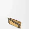 Porte-monnaie en cuir de veau grainé souple vert kaki foncé/gingembre