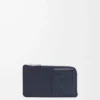 Porte-monnaie en cuir de veau satiné bleu marine foncé Porte-monnaie en cuir de veau satiné bleu marine foncé