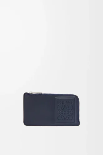 Porte-monnaie en cuir de veau satiné bleu marine foncé Porte-monnaie en cuir de veau satiné bleu marine foncé