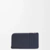 Porte-monnaie en cuir de veau satiné bleu marine foncé Porte-monnaie en cuir de veau satiné bleu marine foncé