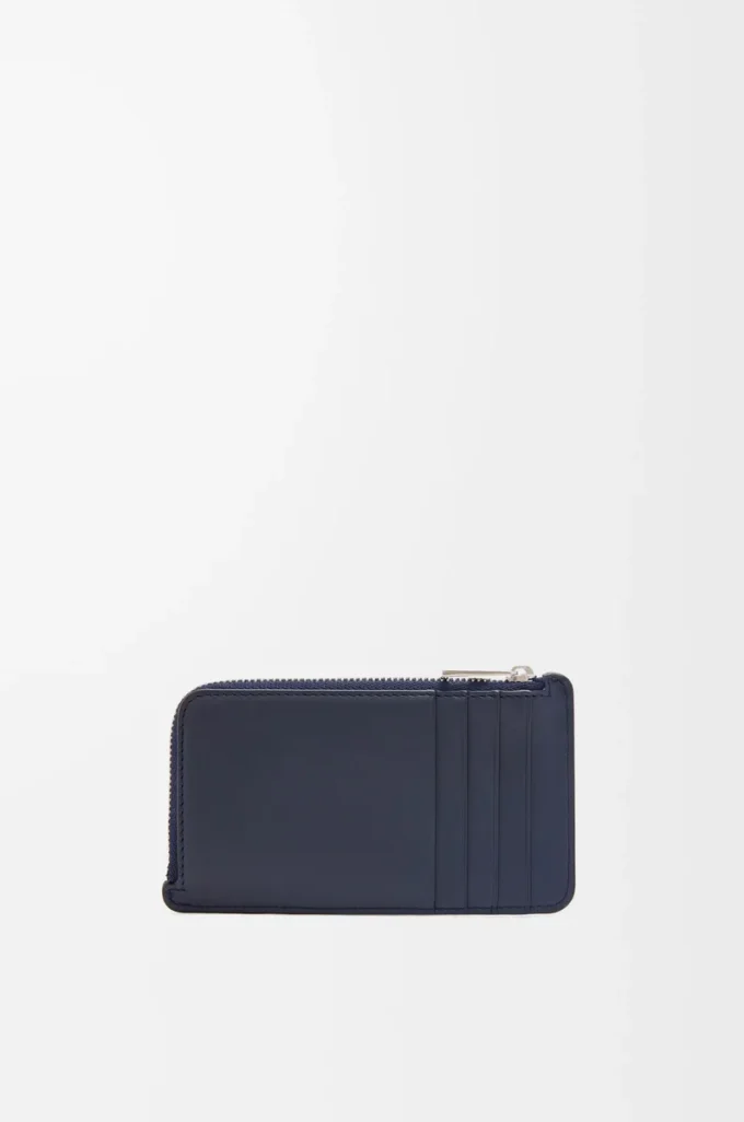 Porte-monnaie en cuir de veau satiné bleu marine foncé Porte-monnaie en cuir de veau satiné bleu marine foncé