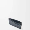 Porte-monnaie en cuir de veau satiné bleu marine foncé Porte-monnaie en cuir de veau satiné bleu marine foncé