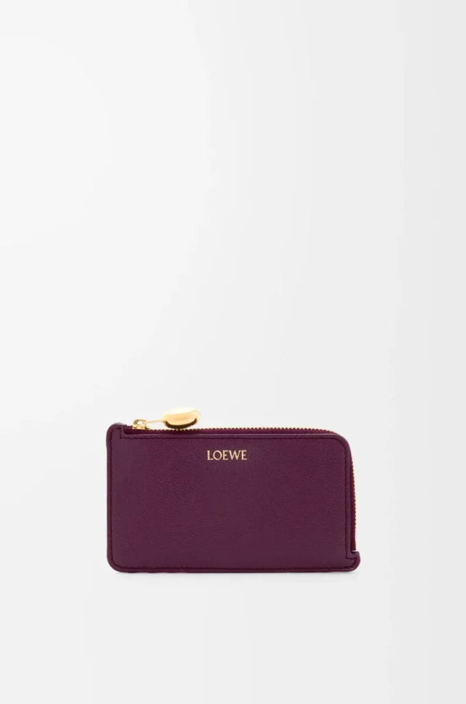 Porte-monnaie et cartes en cuir de veau grainé Pebble, couleur Prune Porte-monnaie et cartes en cuir de veau grainé Pebble, couleur Prune