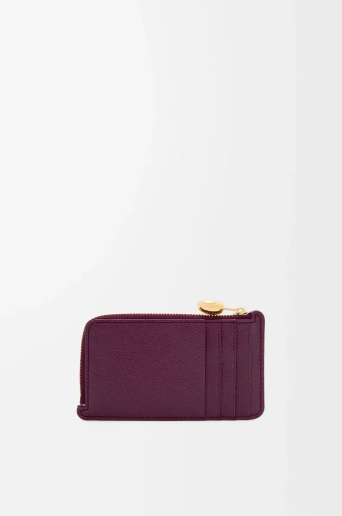 Porte-monnaie et cartes en cuir de veau grainé Pebble, couleur Prune Porte-monnaie et cartes en cuir de veau grainé Pebble, couleur Prune