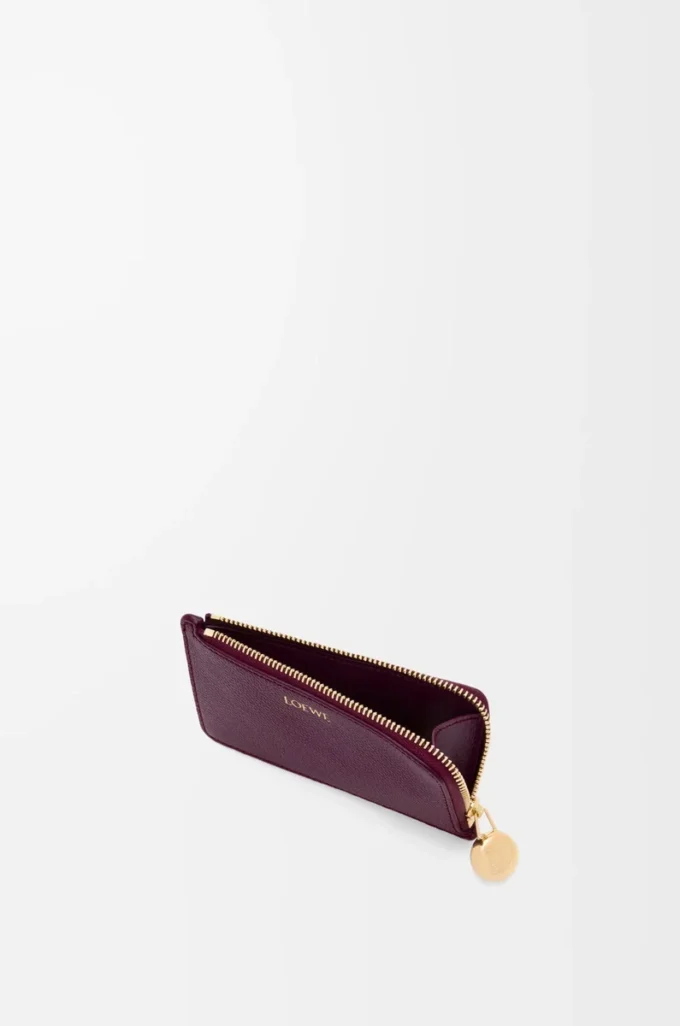 Porte-monnaie et cartes en cuir de veau grainé Pebble, couleur Prune Porte-monnaie et cartes en cuir de veau grainé Pebble, couleur Prune