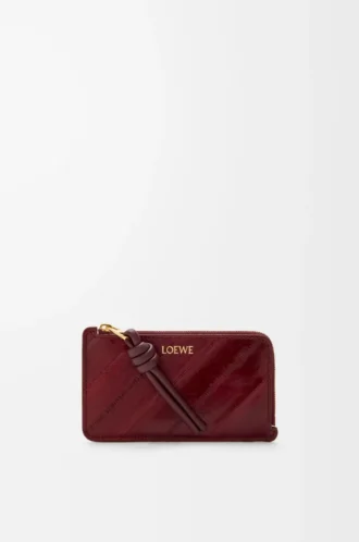 Porte-monnaie et cartes Knot en anguille Dark Burgundy
