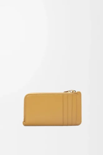 Porte-monnaie et cartes Knot en cuir nappa brillant Sahara/Crimson