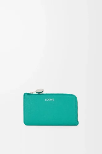 Porte-monnaie et cartes Pebble en cuir de veau grainé Pebble Aquamarine