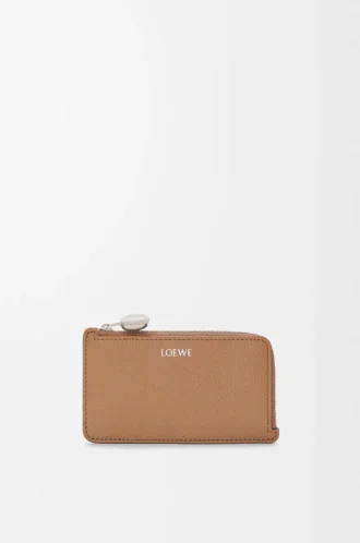 Porte-monnaie et porte-cartes en cuir de veau grainé Pebble, couleur Mocha