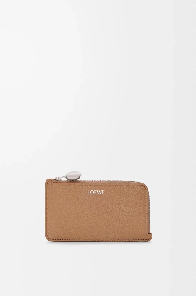 Porte-monnaie et porte-cartes en cuir de veau grainé Pebble, couleur Mocha Porte-monnaie et porte-cartes en cuir de veau grainé Pebble, couleur Mocha