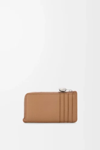 Porte-monnaie et porte-cartes en cuir de veau grainé Pebble, couleur Mocha