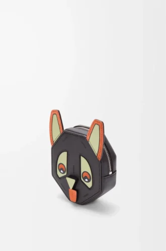 Porte-monnaie Futurist Cat en cuir de veau classique Charcoal