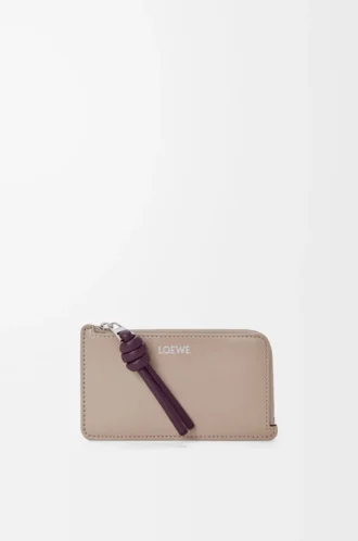 Porte-monnaie Knot en cuir de veau nappa brillant Clay/Plum