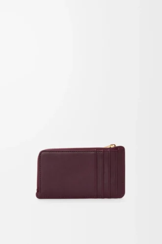Porte-monnaie Knot en cuir de veau nappa brillant Dark Burgundy/Light Citrine