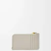 Porte-monnaie à nœud en cuir de veau nappa brillant Shell Grey/Dandelion