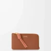 Porte-monnaie à nœud en cuir de veau nappa brillant Tan/Papaya Porte-monnaie à nœud en cuir de veau nappa brillant Tan/Papaya