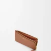 Porte-monnaie à nœud en cuir de veau nappa brillant Tan/Papaya Porte-monnaie à nœud en cuir de veau nappa brillant Tan/Papaya