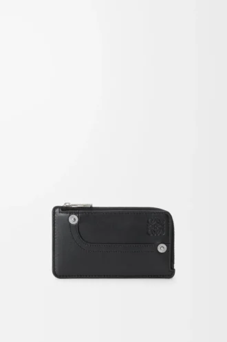 Porte-monnaie Panta en cuir de veau brillant Noir