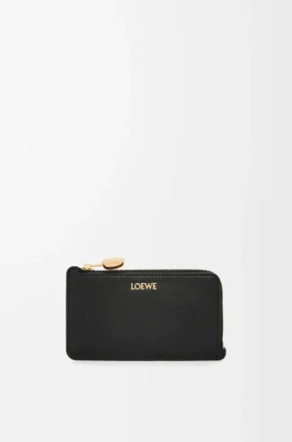 Porte-monnaie Pebble en cuir de veau nappa brillant Black