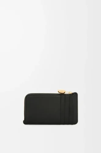Porte-monnaie Pebble en cuir de veau nappa brillant Black
