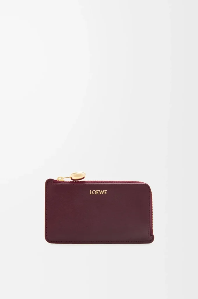 Porte-monnaie Pebble en cuir de veau nappa brillant Burgundy Porte-monnaie Pebble en cuir de veau nappa brillant Burgundy