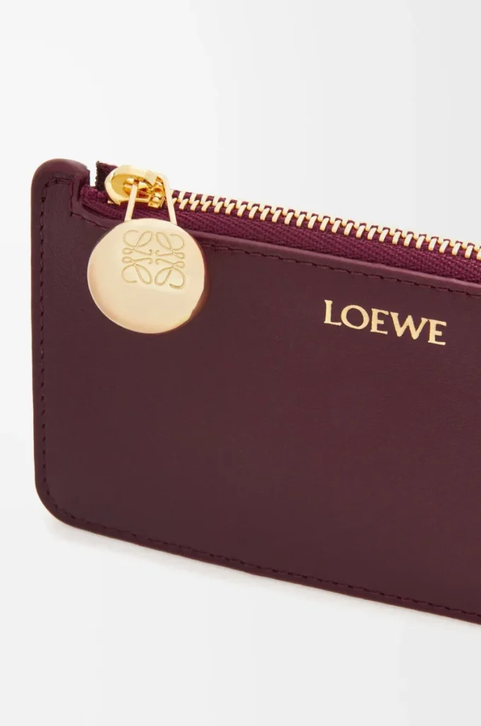 Porte-monnaie Pebble en cuir de veau nappa brillant Burgundy Porte-monnaie Pebble en cuir de veau nappa brillant Burgundy