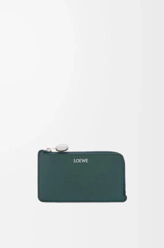 Porte-monnaie Pebble en cuir de veau nappa brillant Deep Forest
