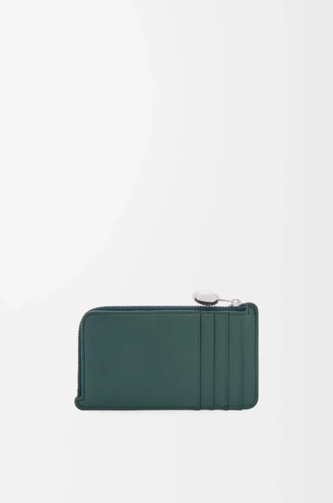 Porte-monnaie Pebble en cuir de veau nappa brillant Deep Forest Porte-monnaie Pebble en cuir de veau nappa brillant Deep Forest