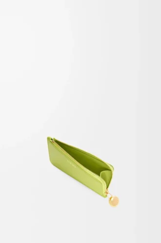 Porte-monnaie Pebble en cuir de veau nappa brillant Meadow Green