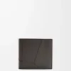 Porte-monnaie Puzzle à deux volets en cuir de veau classique gris foncé