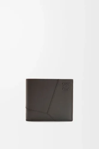 Porte-monnaie Puzzle à deux volets en cuir de veau classique gris foncé Porte-monnaie Puzzle à deux volets en cuir de veau classique gris foncé