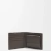 Porte-monnaie Puzzle à deux volets en cuir de veau classique gris foncé