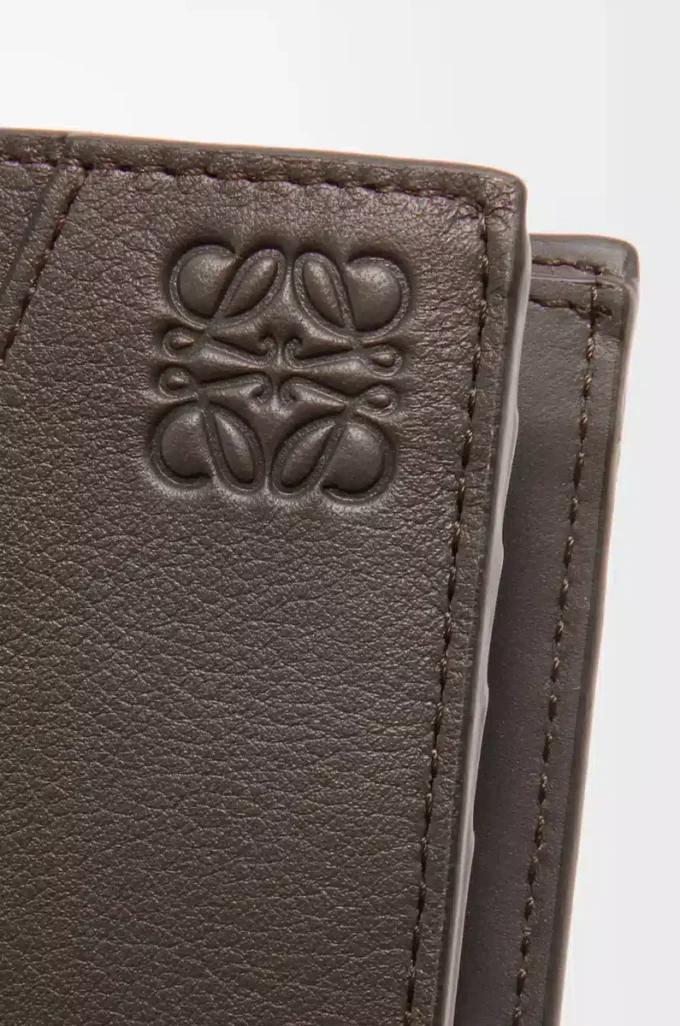Porte-monnaie Puzzle à deux volets en cuir de veau classique gris foncé