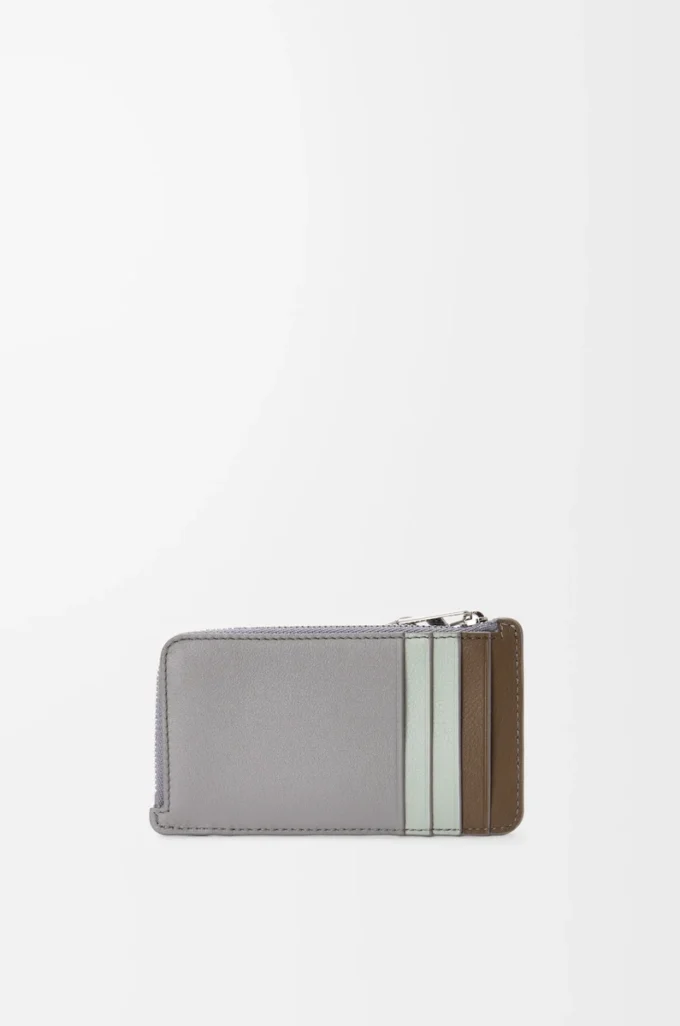 Porte-monnaie Puzzle en cuir de veau classique marron hivernal/gris cendré Porte-monnaie Puzzle en cuir de veau classique marron hivernal/gris cendré
