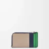 Porte-monnaie Puzzle en cuir de veau classique sable/vert tropical Porte-monnaie Puzzle en cuir de veau classique sable/vert tropical