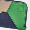 Porte-monnaie Puzzle en cuir de veau classique sable/vert tropical Porte-monnaie Puzzle en cuir de veau classique sable/vert tropical
