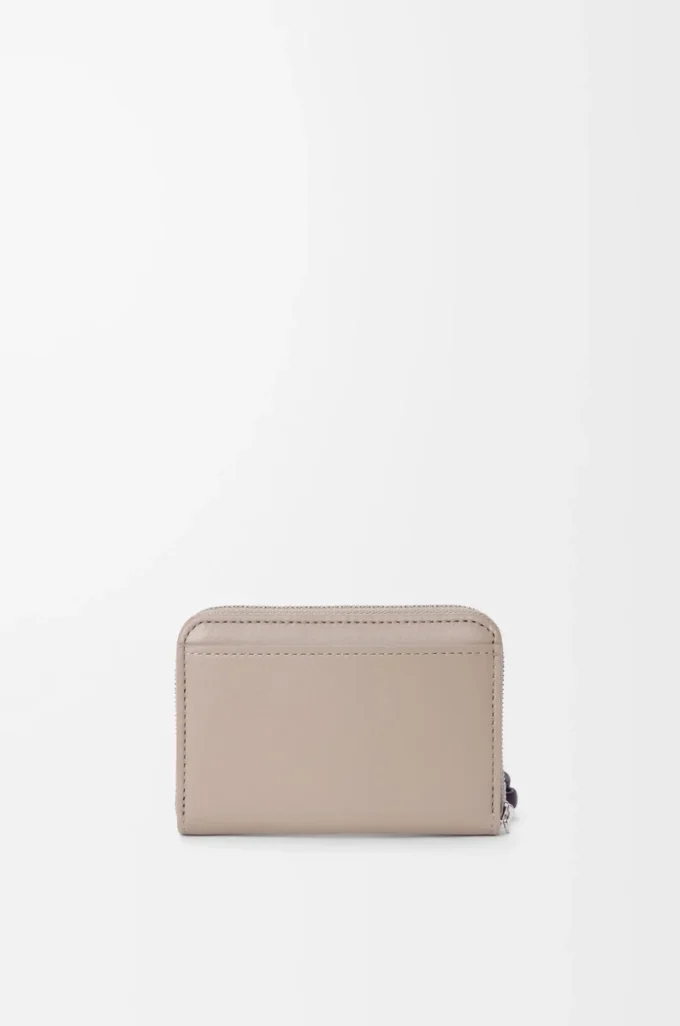 Porte-monnaie zippé en cuir de veau nappa brillant Clay/Plum Porte-monnaie zippé en cuir de veau nappa brillant Clay/Plum