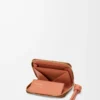 Porte-monnaie zippé en cuir de veau nappa brillant Tan/Papaya Porte-monnaie zippé en cuir de veau nappa brillant Tan/Papaya