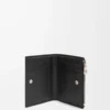 Portefeuille compact et fin en cuir de veau brillant    Noir/Bleu marine foncé