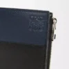 Portefeuille compact et fin en cuir de veau brillant    Noir/Bleu marine foncé