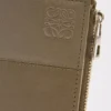 Portefeuille compact et fin en cuir de veau brillant    Vert kaki foncé/Vert kaki