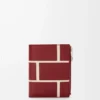 Portefeuille compact et fin en cuir de veau classique rouge brûlé Portefeuille compact et fin en cuir de veau classique rouge brûlé
