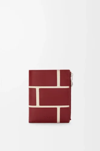 Portefeuille compact et fin en cuir de veau classique rouge brûlé Portefeuille compact et fin en cuir de veau classique rouge brûlé