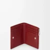Portefeuille compact et fin en cuir de veau classique rouge brûlé Portefeuille compact et fin en cuir de veau classique rouge brûlé