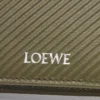 Portefeuille compact et fin en cuir de veau classique texturé Dark Khaki